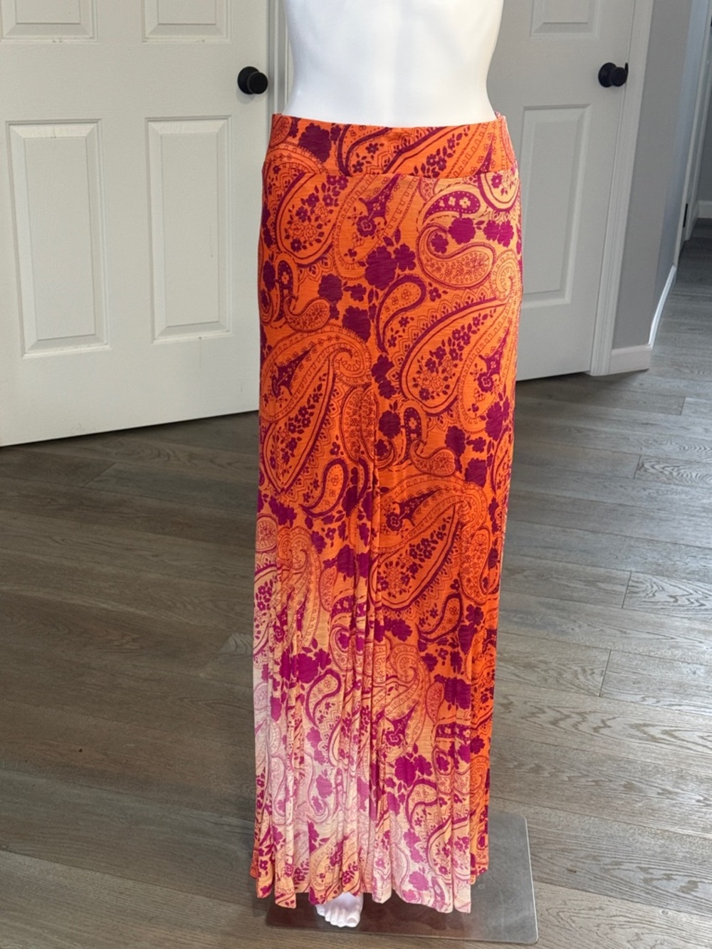Tommy Bahama Orange and Pink Ombré Paisley  Lined Maxi Skirt/Dress-XS